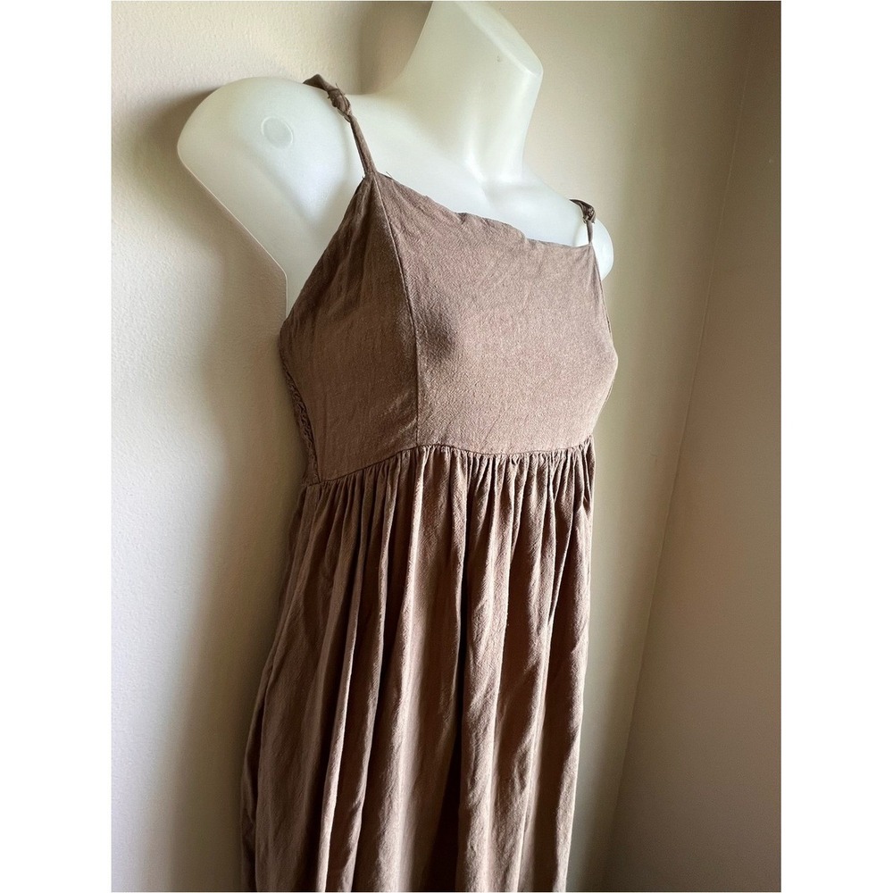 Natural Life Women S Earthy Brown Sleeveless Maxi Granola Lagenlook Hippie Flax - Picture 2 of 10